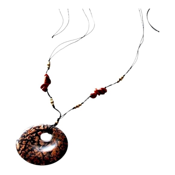 Free People Get Lost Cord Pendant Necklace NEW Boho Adjustable Glass Pendant - Picture 4 of 4